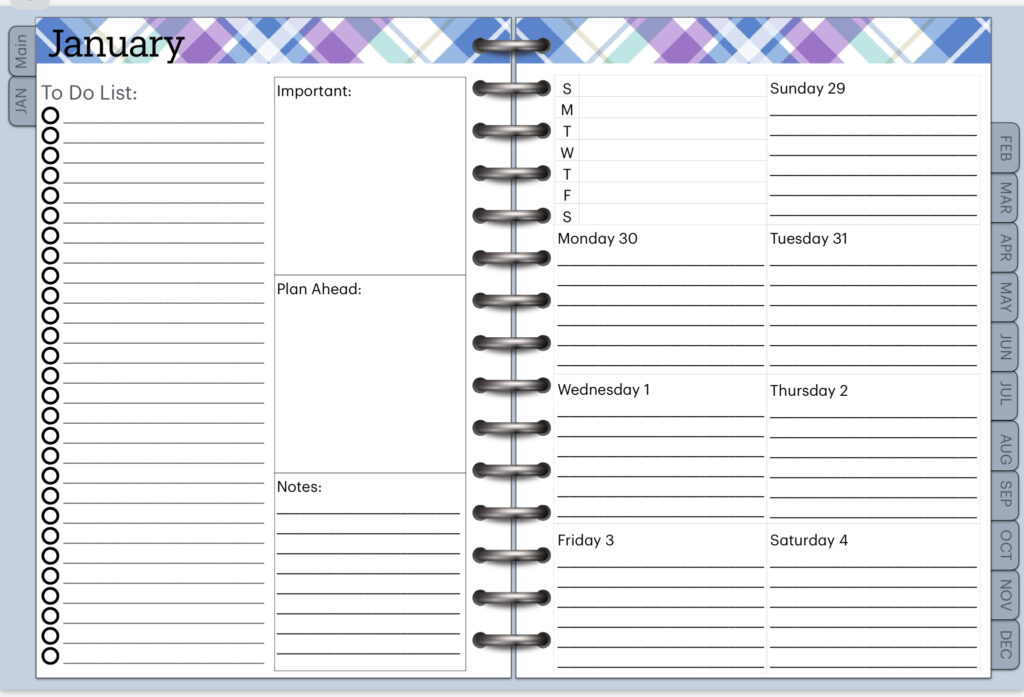 Season Plaid weekly Dashboard Page layout