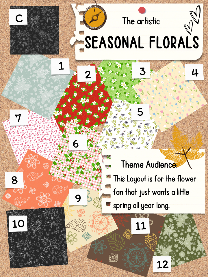 Seasonal Florals Theme Sheet